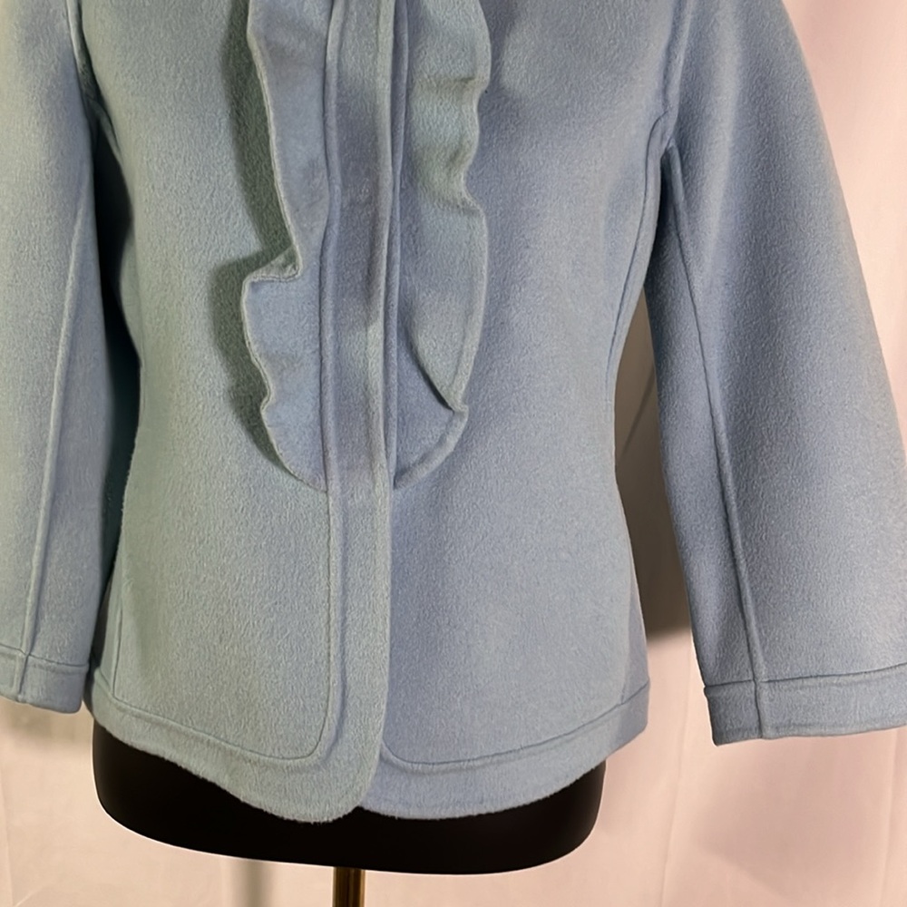 NWT Talbots Pastel Blue Ruffle Front Grace Fit Wool Jacket - Picture 7 of 16